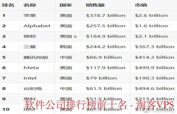 软件公司排行榜前十名-最新年度全景解读