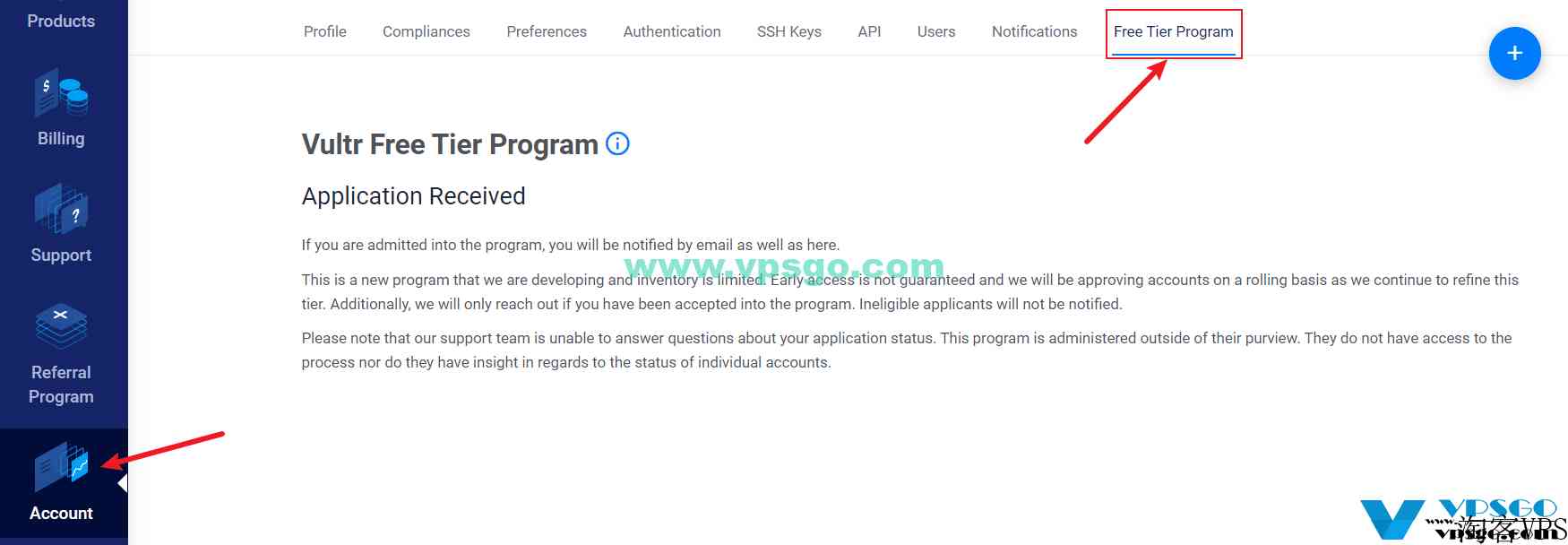 Vultr免费套餐计划（FreeTierProgram）：免费申请1核512MB10G存储的VPS