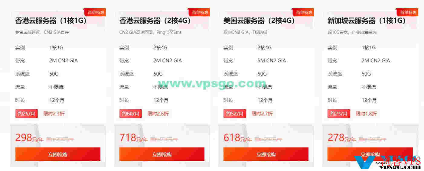 华纳云上云狂欢特惠：1.8折，香港/美国/新加坡CN2云服务器20元/月起，新老同享，续费同价