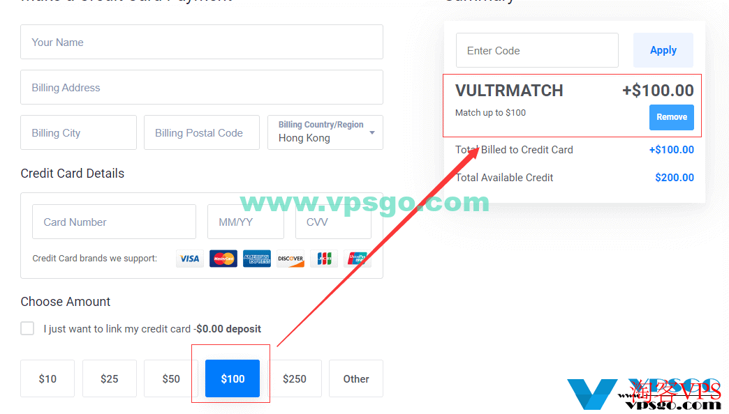 Vultr充多少送多少优惠回归：最多赠送100美元账户余额