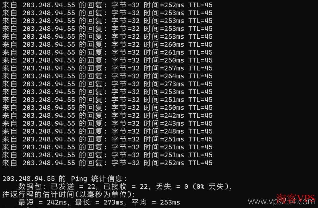 本地Ping延迟 LOCVPS韩国VPS本地Ping延迟测试