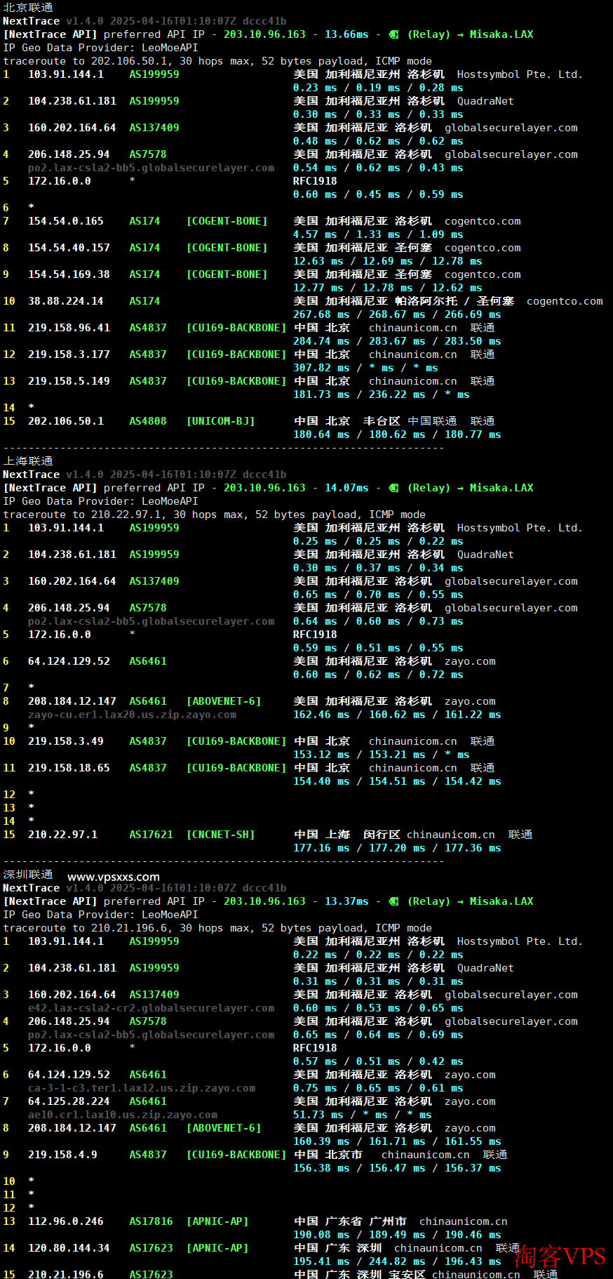 HostDare美国AMD VPS联通回程路由 HostDare美国AMD VPS联通回程路由图