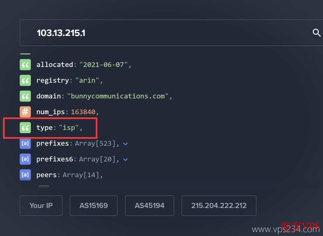 UCloud泰国VPSIP ASN类型检测结果展示