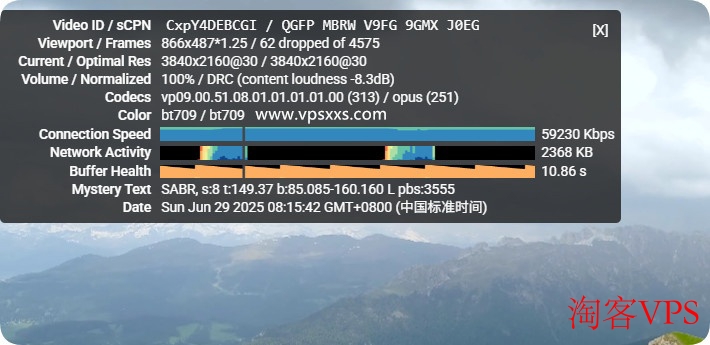 RackNerd洛杉矶DC03 VPS观看YouTube速度实测