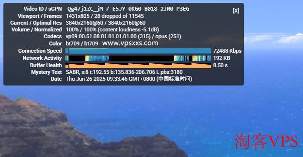 Servitro德国VPS测评 Servitro德国VPS看YouTube 4K视频截图