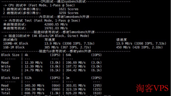 莱卡云日本大带宽VPS的性能测试截图