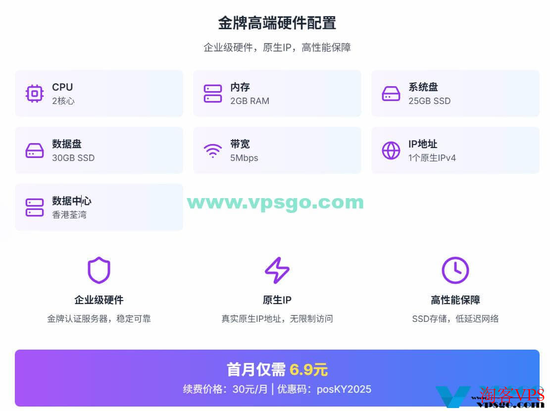 酷鸭数据香港Colo机房2核4G VPS配置及优惠详情