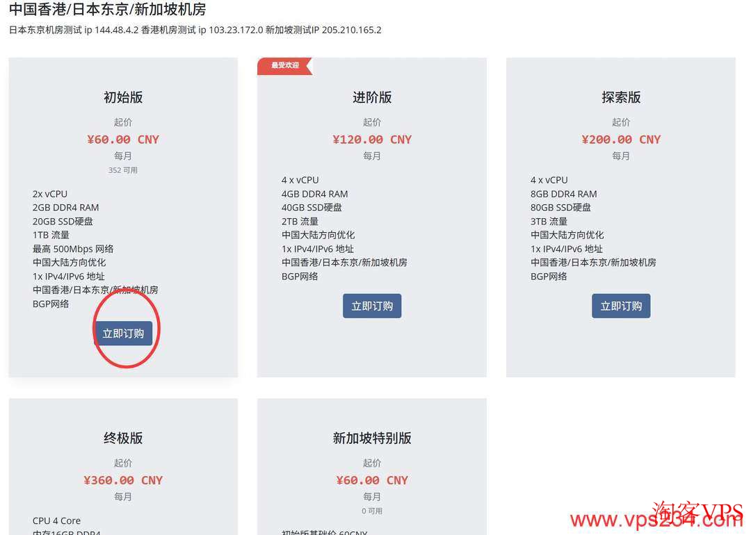 选择赤鱼网络香港VPS套餐购买