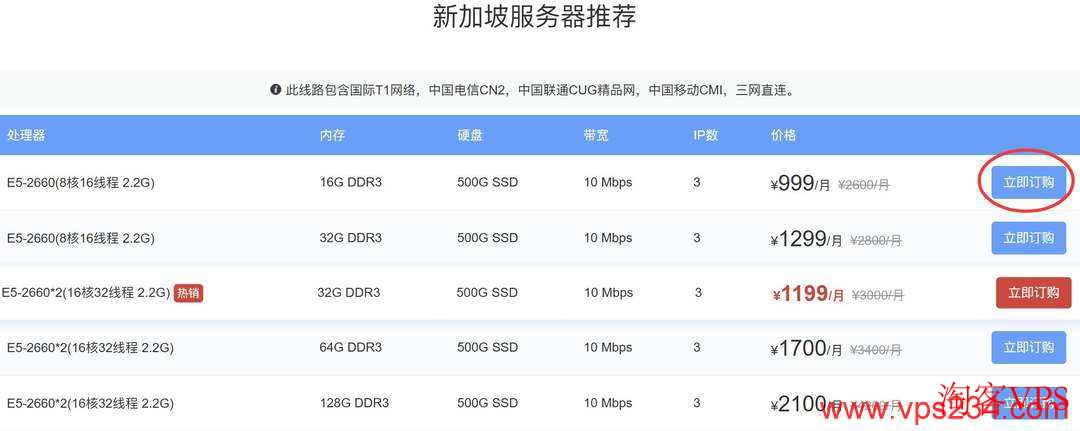 选择华纳云新加坡服务器套餐并下单