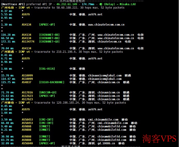 莱卡云香港高防服务器三网回程线路测试图2