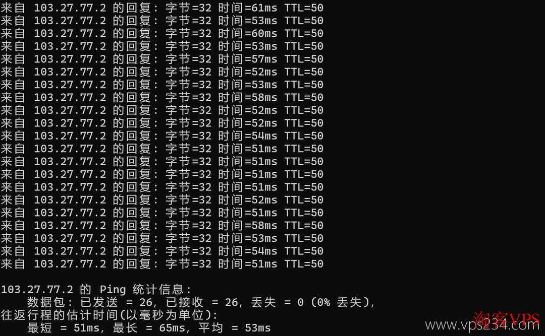 速维云香港VPS本地Ping延迟实测图