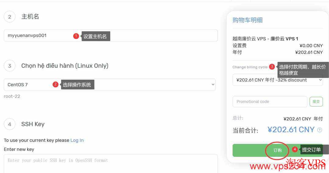 DataOnline越南VPS订单配置界面