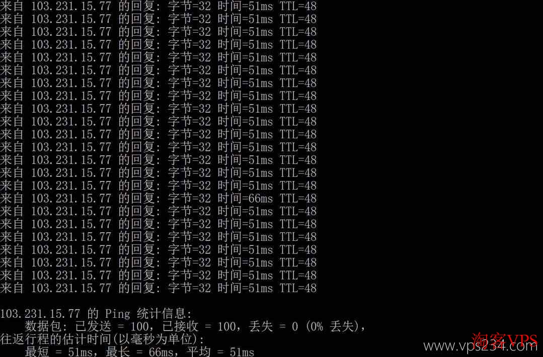 本地网络Ping UQIDC香港VPS平均延迟51ms测试图
