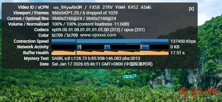 Jtti香港轻量云服务器观看YouTube 4K视频截图