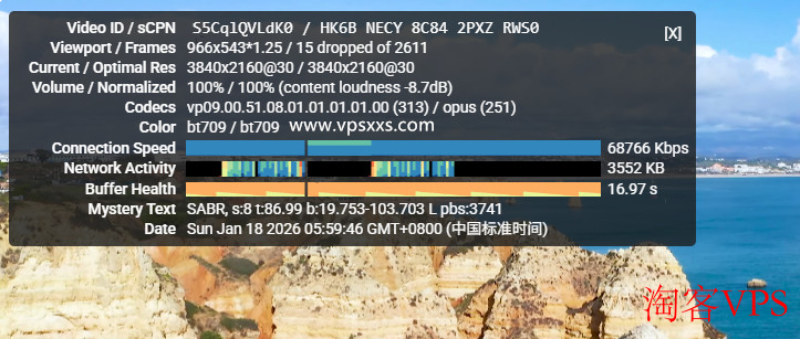 使用AaITR美国ATT静态家宽VPS观看YouTube速度测试