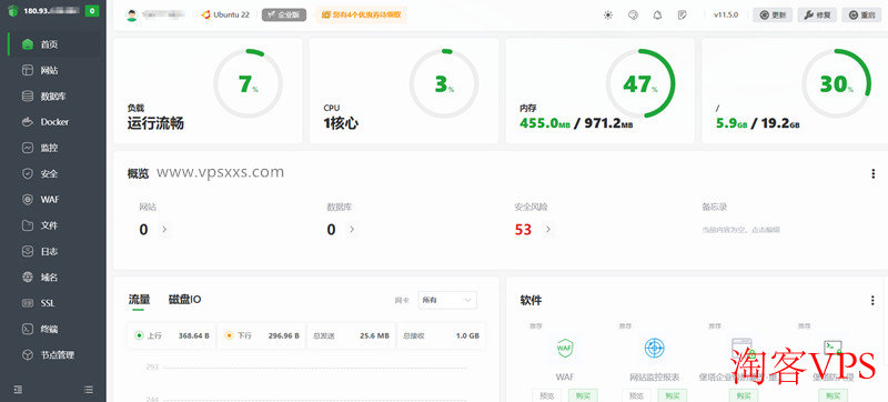 丽萨主机越南双ISP VPS安装宝塔建站面板界面