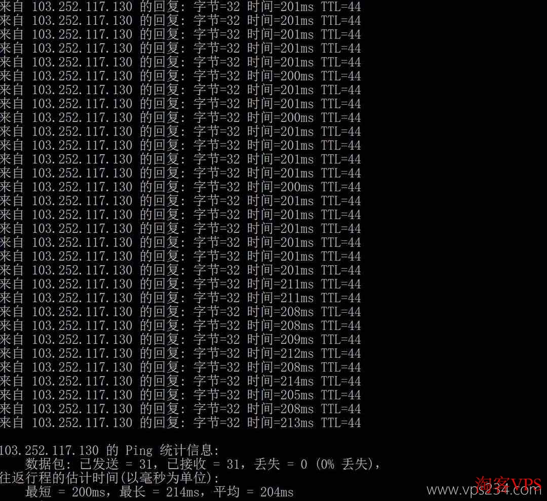 本地Ping Kamatera香港VPS延迟截图