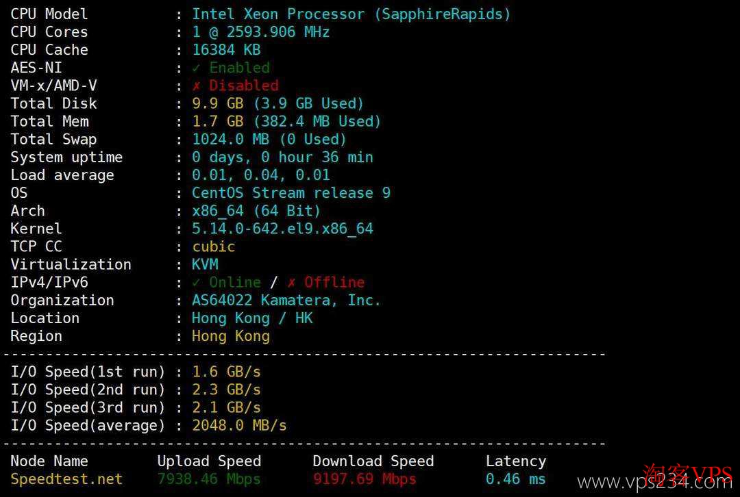 Kamatera服务器性能跑分截图