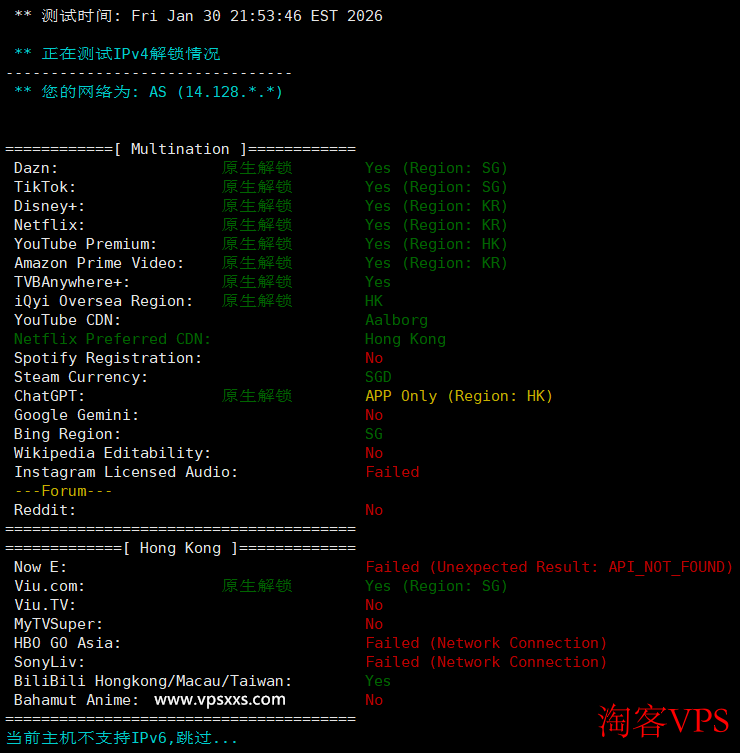 Tudcloud香港Premium VPS流媒体解锁能力测试图