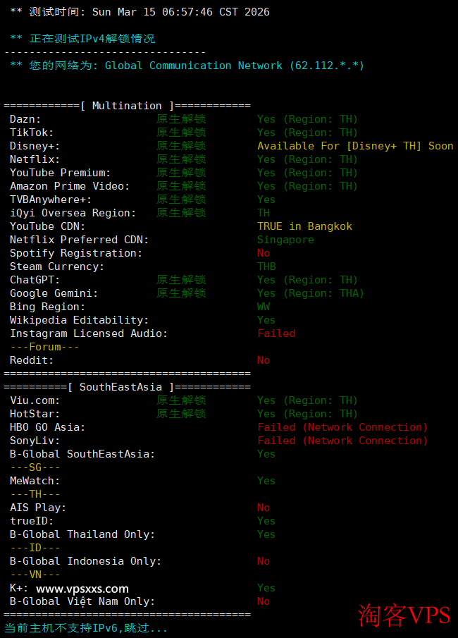 流媒体解锁测试