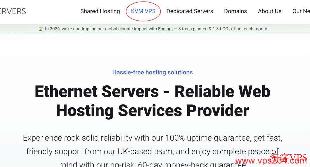 EthernetServers官网KVM VPS入口