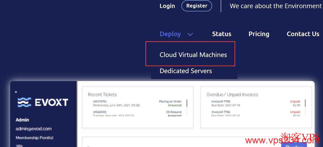 Evoxt官网部署页面