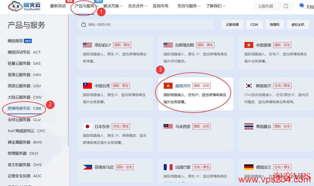 烟火云官网机房选择界面