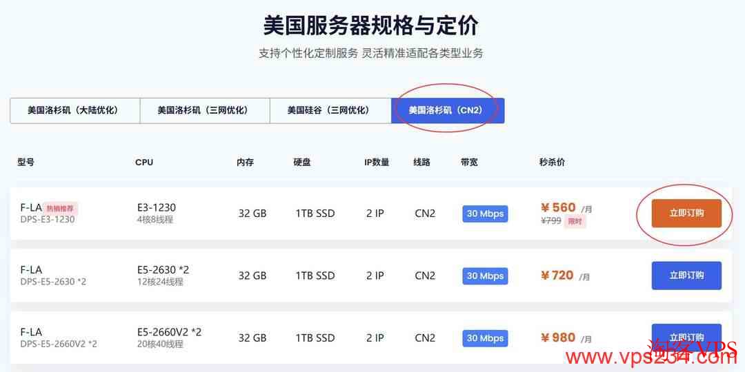 选择美国洛杉矶CN2服务器套餐